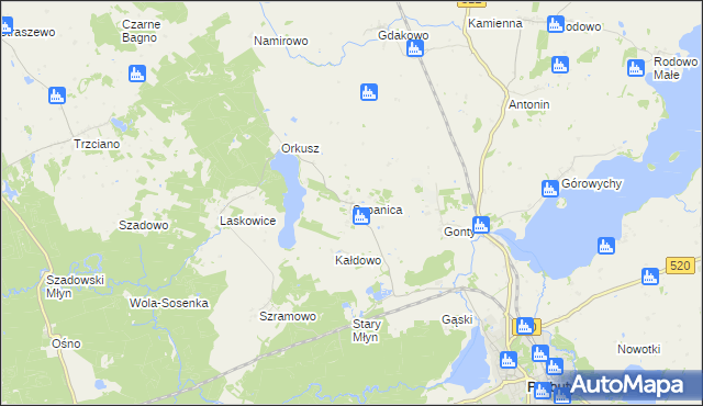 mapa Sypanica, Sypanica na mapie Targeo
