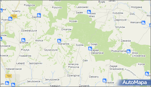 mapa Sypów, Sypów na mapie Targeo