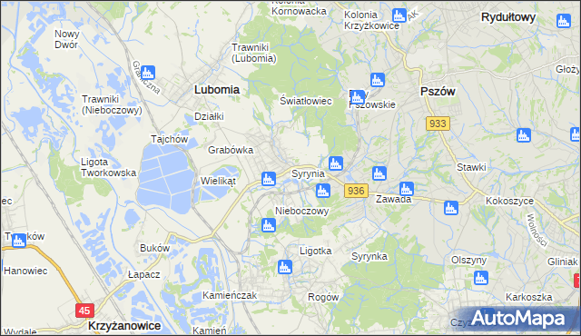 mapa Syrynia, Syrynia na mapie Targeo