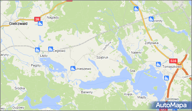 mapa Sząbruk, Sząbruk na mapie Targeo