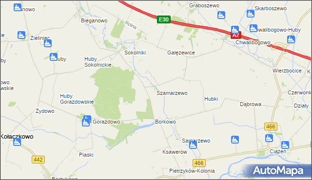 mapa Szamarzewo, Szamarzewo na mapie Targeo