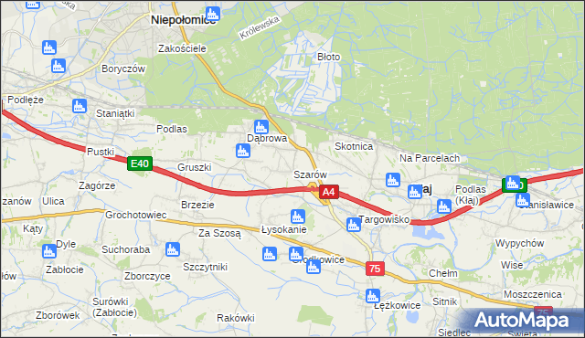 mapa Szarów gmina Kłaj, Szarów gmina Kłaj na mapie Targeo
