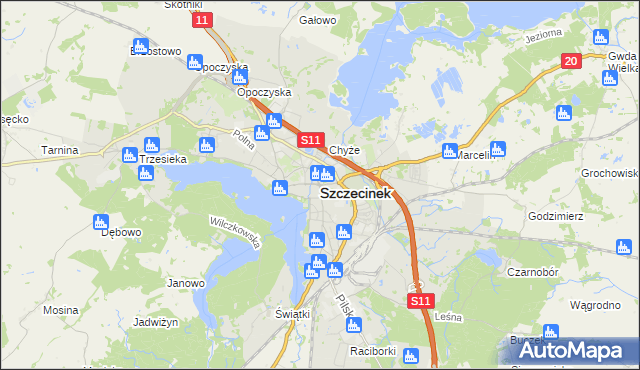 mapa Szczecinek, Szczecinek na mapie Targeo
