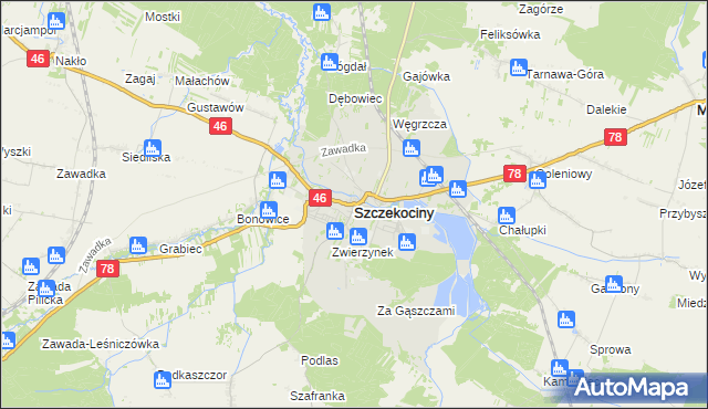 mapa Szczekociny, Szczekociny na mapie Targeo