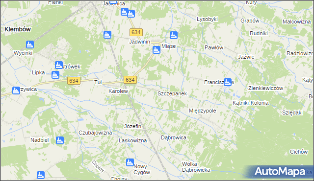 mapa Szczepanek gmina Tłuszcz, Szczepanek gmina Tłuszcz na mapie Targeo