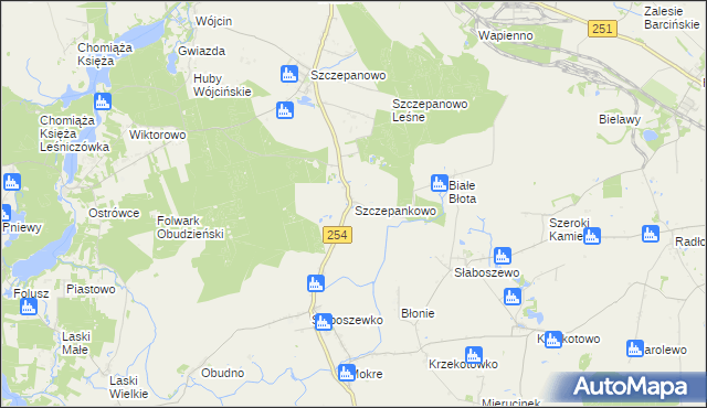 mapa Szczepankowo gmina Dąbrowa, Szczepankowo gmina Dąbrowa na mapie Targeo