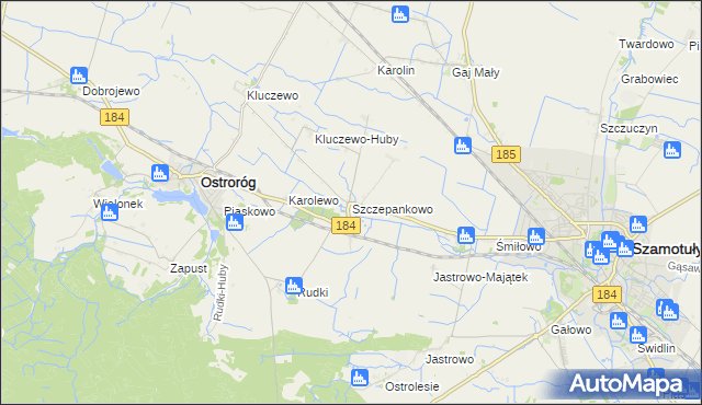 mapa Szczepankowo gmina Ostroróg, Szczepankowo gmina Ostroróg na mapie Targeo