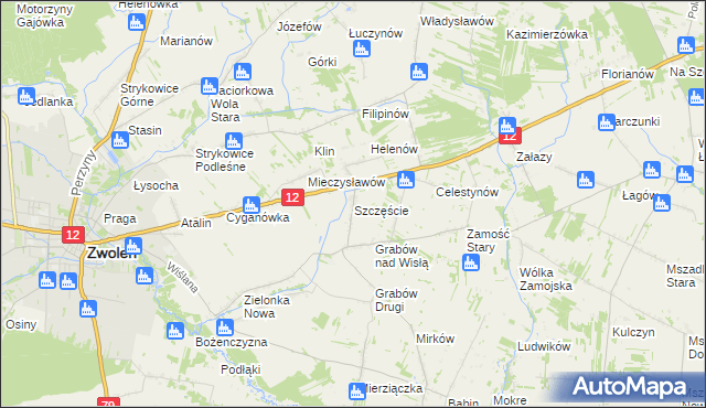 mapa Szczęście, Szczęście na mapie Targeo