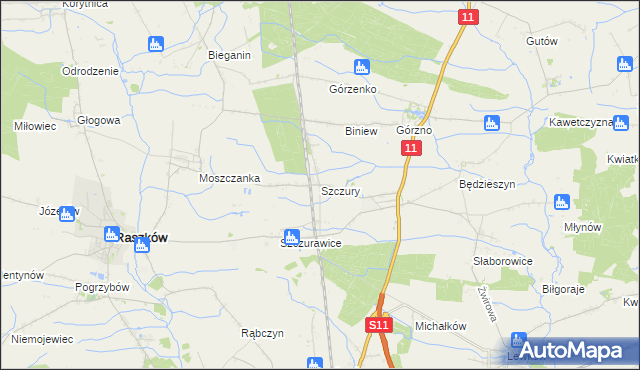 mapa Szczury, Szczury na mapie Targeo