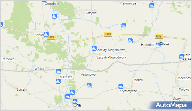 mapa Szczyty-Nowodwory, Szczyty-Nowodwory na mapie Targeo