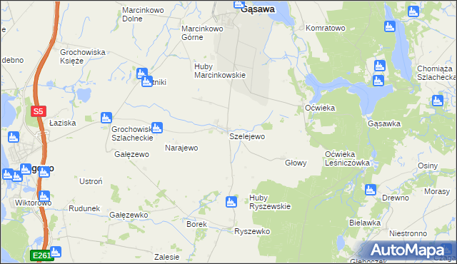 mapa Szelejewo gmina Gąsawa, Szelejewo gmina Gąsawa na mapie Targeo