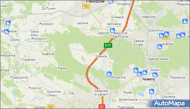 mapa Szewce gmina Sitkówka-Nowiny, Szewce gmina Sitkówka-Nowiny na mapie Targeo