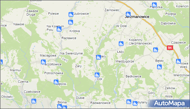 mapa Szklary gmina Jerzmanowice-Przeginia, Szklary gmina Jerzmanowice-Przeginia na mapie Targeo