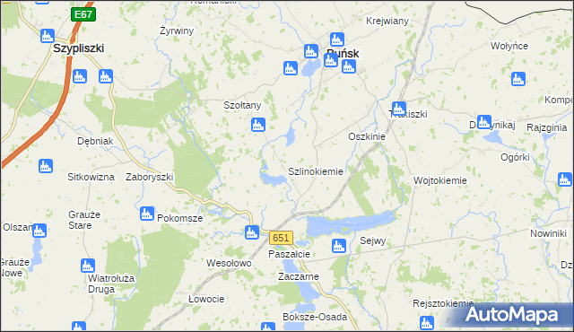 mapa Szlinokiemie, Szlinokiemie na mapie Targeo