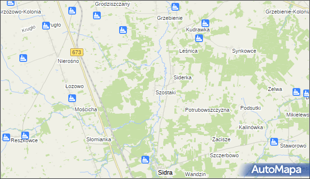 mapa Szostaki gmina Sidra, Szostaki gmina Sidra na mapie Targeo