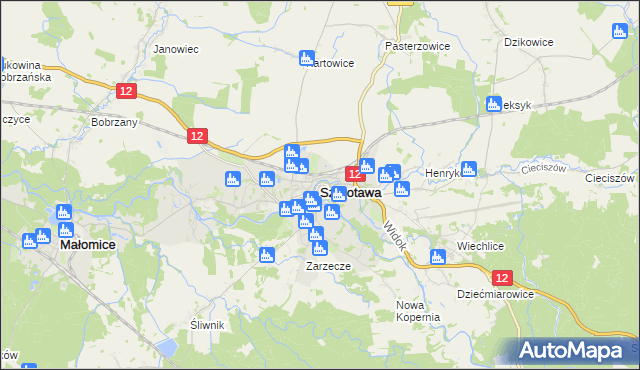 mapa Szprotawa, Szprotawa na mapie Targeo
