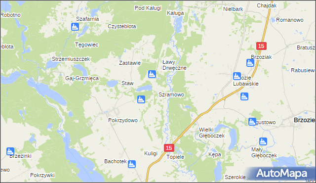 mapa Szramowo gmina Zbiczno, Szramowo gmina Zbiczno na mapie Targeo