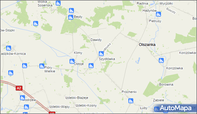 mapa Szydłówka gmina Olszanka, Szydłówka gmina Olszanka na mapie Targeo