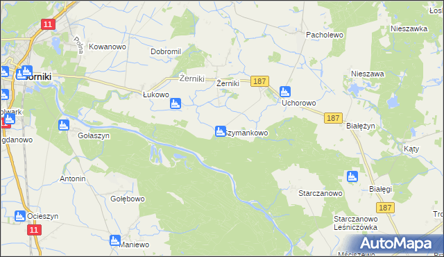 mapa Szymankowo gmina Murowana Goślina, Szymankowo gmina Murowana Goślina na mapie Targeo