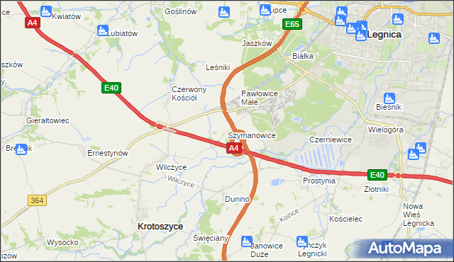 mapa Szymanowice gmina Krotoszyce, Szymanowice gmina Krotoszyce na mapie Targeo