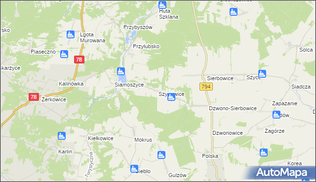 mapa Szypowice, Szypowice na mapie Targeo