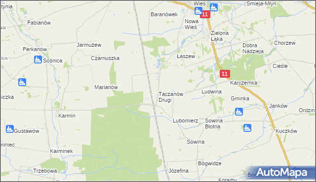 mapa Taczanów Drugi, Taczanów Drugi na mapie Targeo