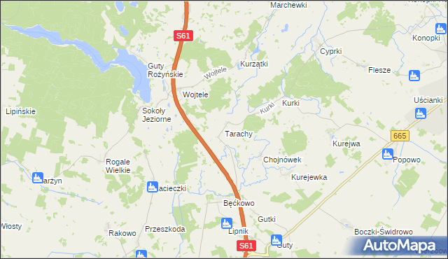 mapa Tarachy, Tarachy na mapie Targeo
