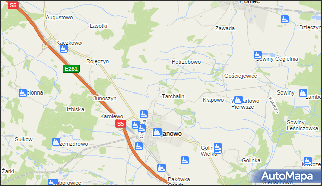 mapa Tarchalin, Tarchalin na mapie Targeo