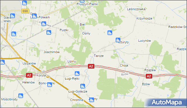 mapa Tarcze, Tarcze na mapie Targeo