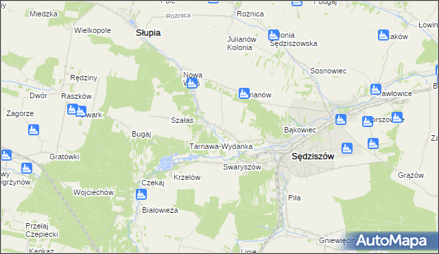 mapa Tarnawa gmina Sędziszów, Tarnawa gmina Sędziszów na mapie Targeo