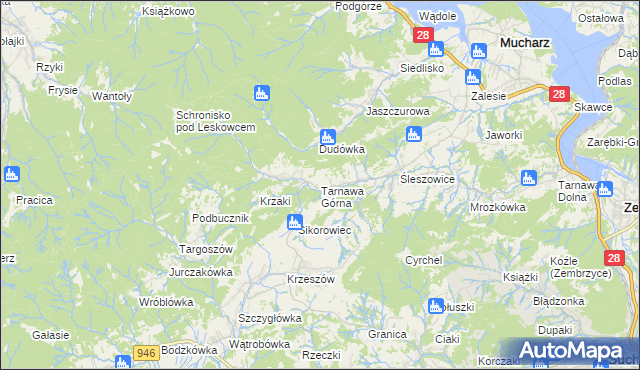 mapa Tarnawa Górna gmina Zembrzyce, Tarnawa Górna gmina Zembrzyce na mapie Targeo