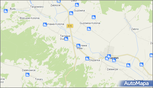 mapa Tarnawa Mała, Tarnawa Mała na mapie Targeo