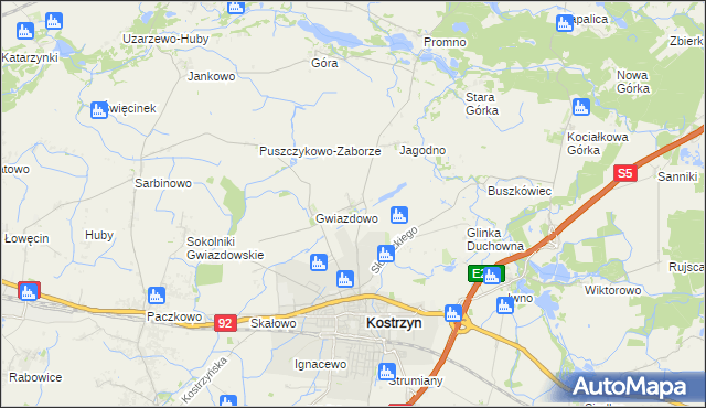 mapa Tarnowo gmina Kostrzyn, Tarnowo gmina Kostrzyn na mapie Targeo