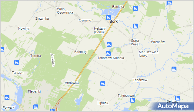 mapa Tchórzew-Kolonia, Tchórzew-Kolonia na mapie Targeo