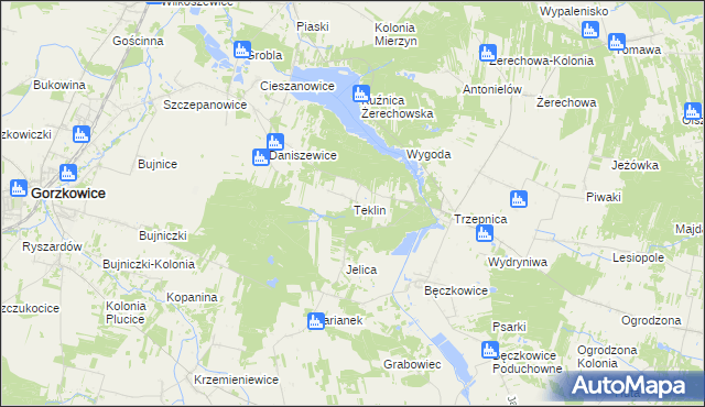 mapa Teklin gmina Łęki Szlacheckie, Teklin gmina Łęki Szlacheckie na mapie Targeo