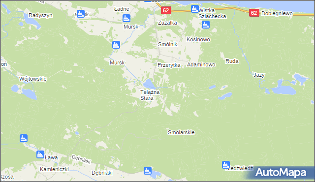 mapa Telążna Leśna, Telążna Leśna na mapie Targeo