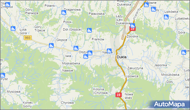 mapa Teodorówka gmina Dukla, Teodorówka gmina Dukla na mapie Targeo