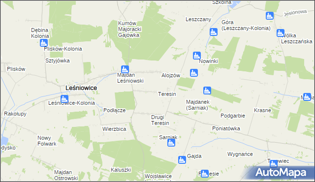 mapa Teresin gmina Leśniowice, Teresin gmina Leśniowice na mapie Targeo