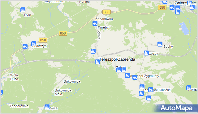 mapa Tereszpol-Zaorenda, Tereszpol-Zaorenda na mapie Targeo