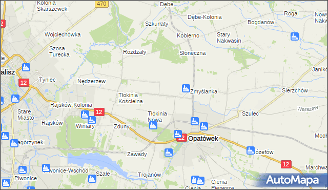 mapa Tłokinia Wielka, Tłokinia Wielka na mapie Targeo