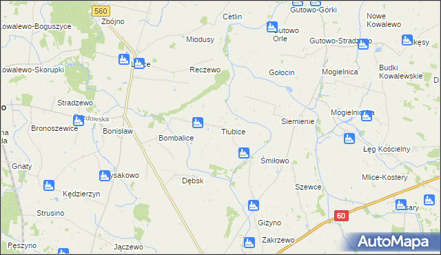 mapa Tłubice, Tłubice na mapie Targeo