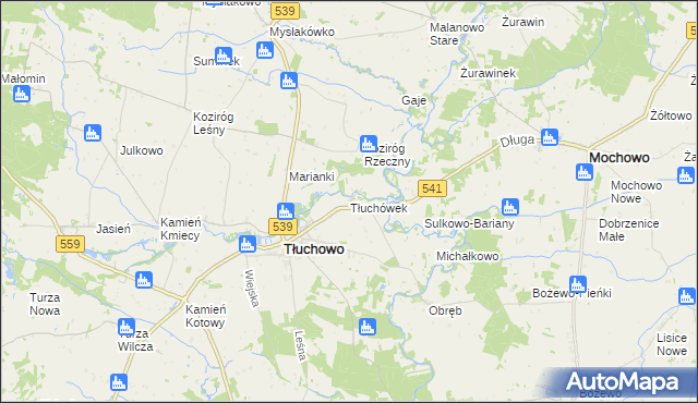 mapa Tłuchówek, Tłuchówek na mapie Targeo