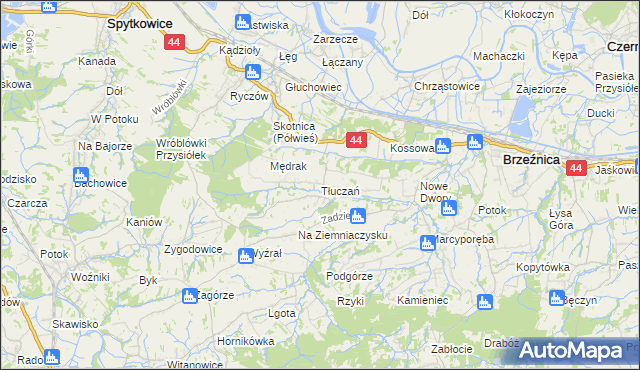 mapa Tłuczań, Tłuczań na mapie Targeo