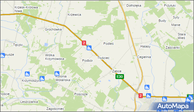 mapa Tłuściec, Tłuściec na mapie Targeo