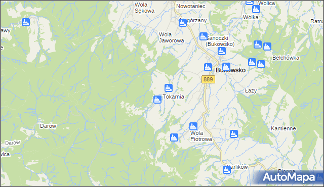 mapa Tokarnia gmina Bukowsko, Tokarnia gmina Bukowsko na mapie Targeo