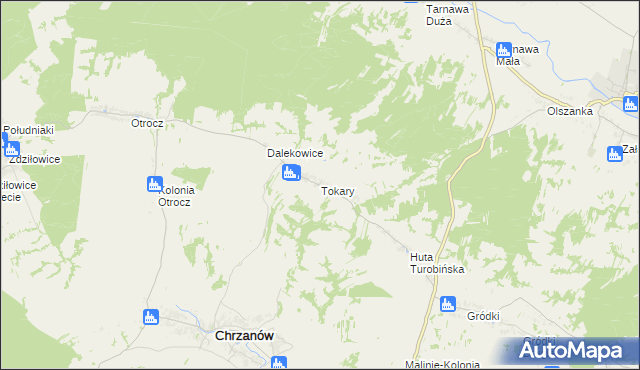 mapa Tokary gmina Turobin, Tokary gmina Turobin na mapie Targeo