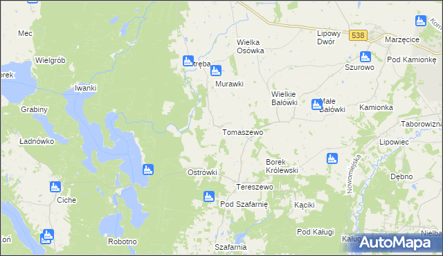 mapa Tomaszewo gmina Kurzętnik, Tomaszewo gmina Kurzętnik na mapie Targeo