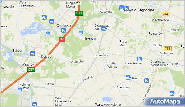 mapa Tomaszów gmina Orońsko, Tomaszów gmina Orońsko na mapie Targeo