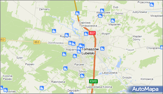mapa Tomaszów Lubelski, Tomaszów Lubelski na mapie Targeo