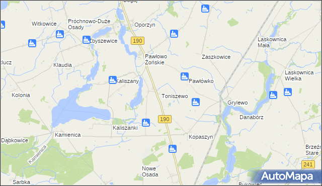 mapa Toniszewo, Toniszewo na mapie Targeo